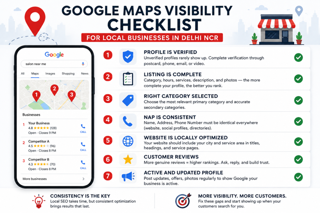 "Google Maps SEO map pack showing three local business listings for a nearby search"